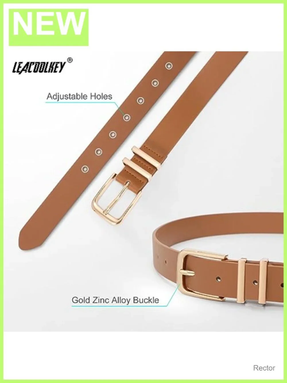 3 Pack Faux Leather Belts for Women Gold Buckle Dress Belt Set